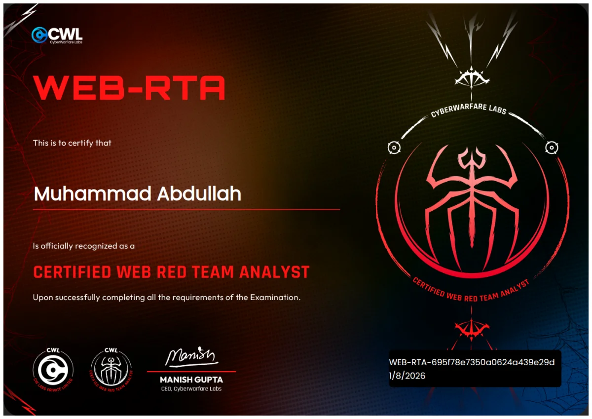 Preview of Certified Web Red Team Analyst (WEB-RTA)